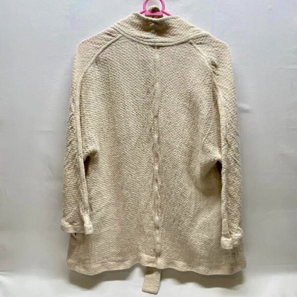 Massimo Dutti Open Front Cardigan Women's Medium Cream Beige Sweater Belted GUC - Picture 6 of 14